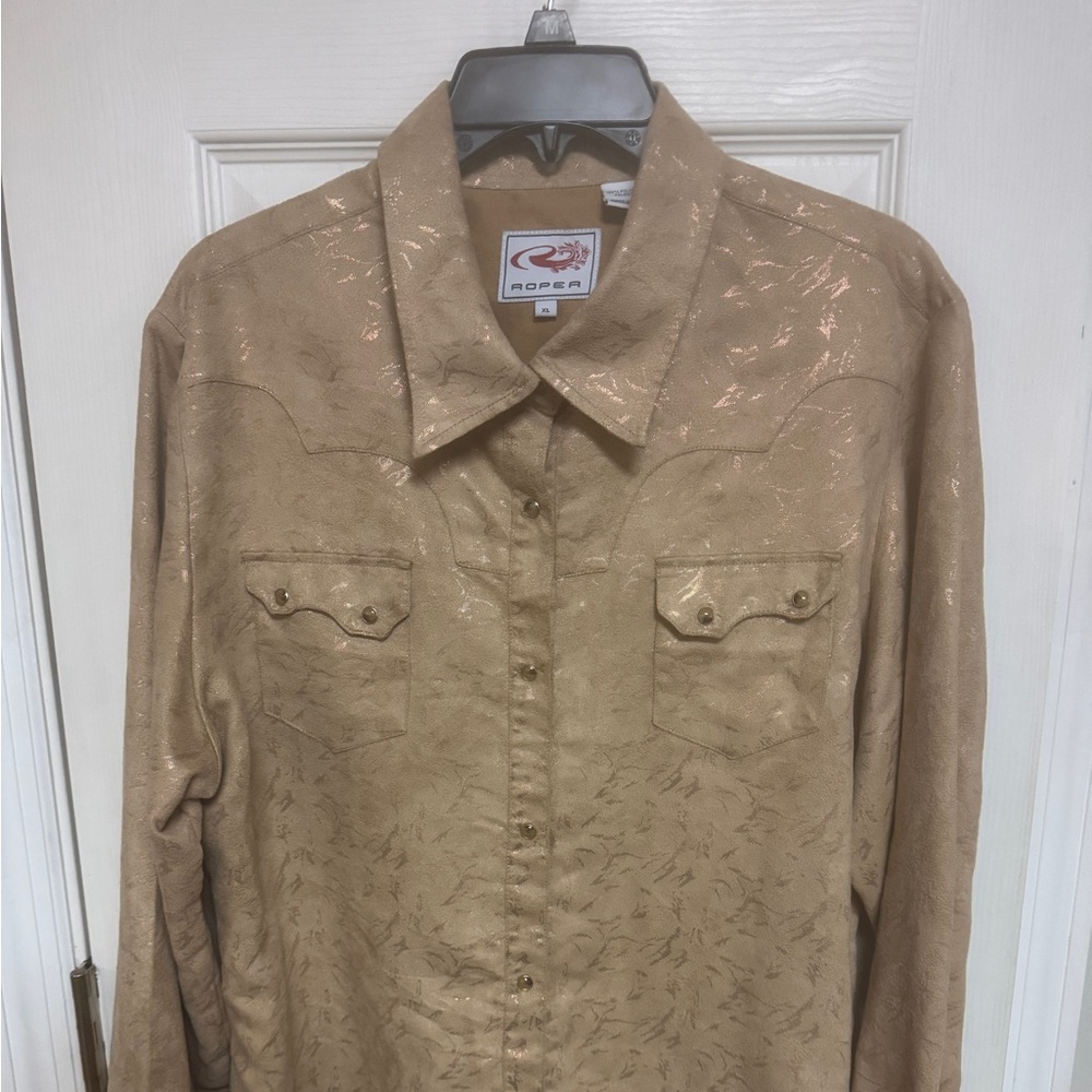 Vtg Roper Suede western shirt with snaps.